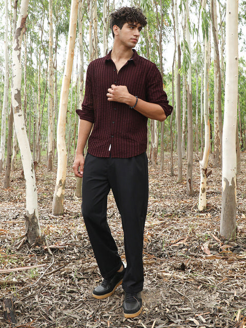 Face Card Edgy-Stripe Jacquard Shirt