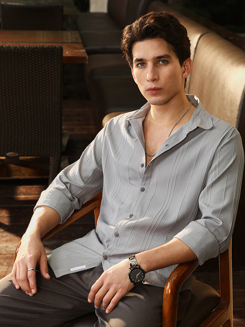 Face Card Unbalanced-Sugarcane Textured Shirt