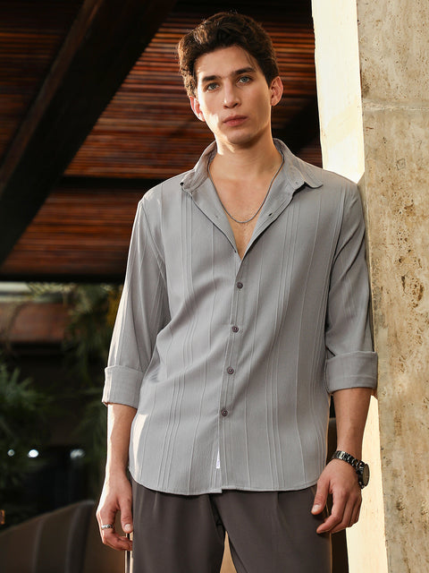 Face Card Unbalanced-Sugarcane Textured Shirt