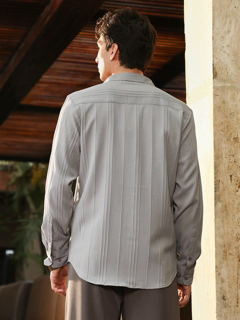 Face Card Unbalanced-Sugarcane Textured Shirt