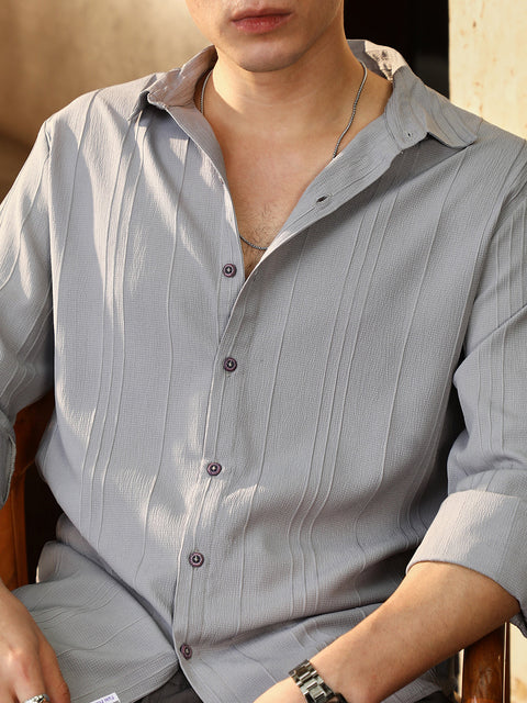 Face Card Unbalanced-Sugarcane Textured Shirt