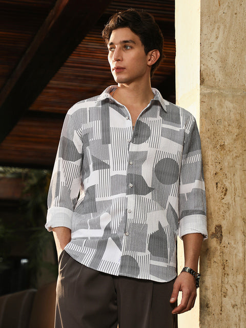 Face Card Abstract-Geometric Imprint Shirt