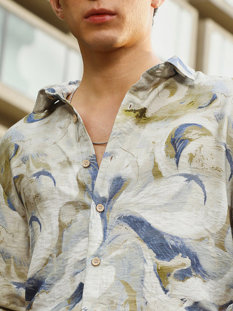 Game Face Waterbrush-Imprint Dobby Shirt