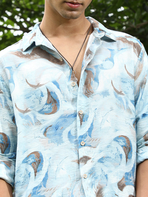 Game Face Waterbrush-Imprint Dobby Shirt