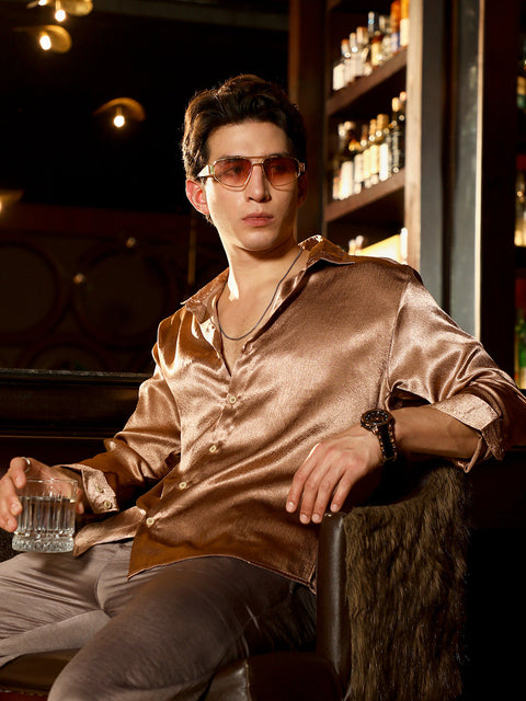 Game Face Gleaming Crushed-Satin Shirt