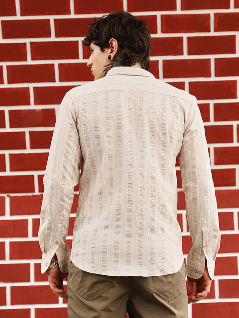 STARCAST Textured Candy-Striped Shirt