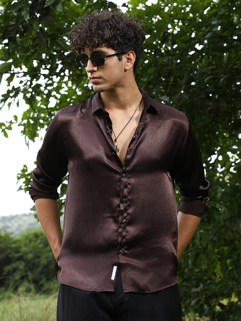 Game Face Gleaming Crushed-Satin Shirt