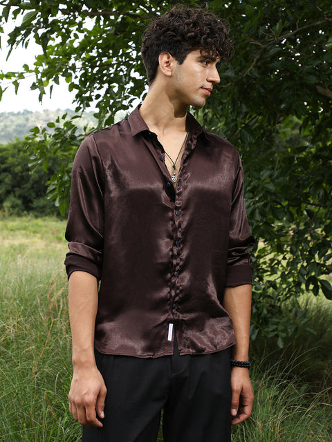Game Face Gleaming Crushed-Satin Shirt