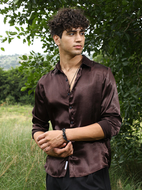 Game Face Gleaming Crushed-Satin Shirt