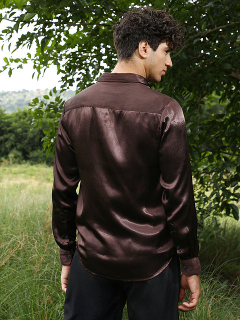 Game Face Gleaming Crushed-Satin Shirt