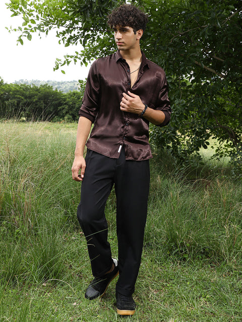 Game Face Gleaming Crushed-Satin Shirt