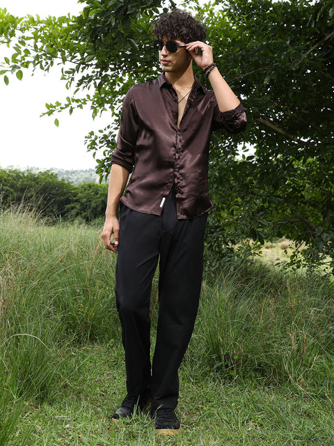 Game Face Gleaming Crushed-Satin Shirt