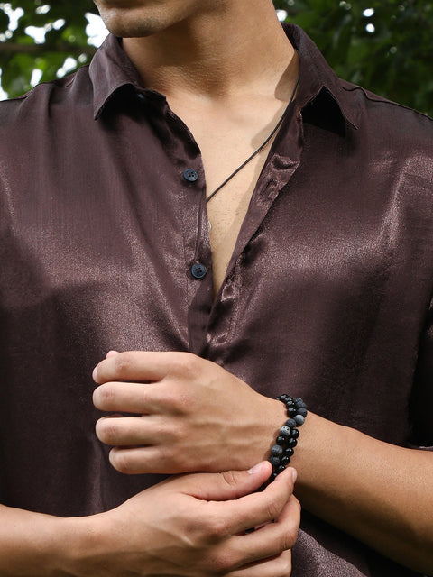 Game Face Gleaming Crushed-Satin Shirt