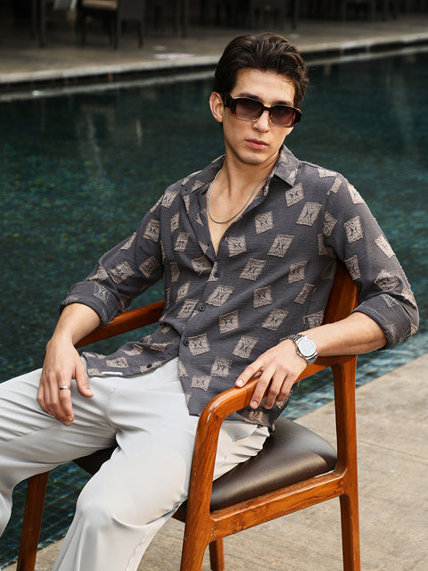 Game Face Folk-Block Jacquard Shirt