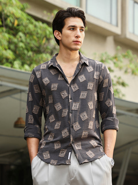 Game Face Folk-Block Jacquard Shirt