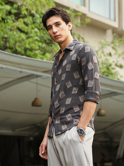 Game Face Folk-Block Jacquard Shirt