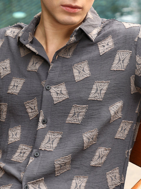 Game Face Folk-Block Jacquard Shirt