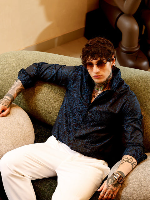 Hookd Contrast-Streaks Jacquard Shirt