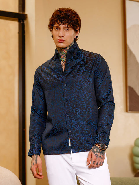 Hookd Contrast-Streaks Jacquard Shirt