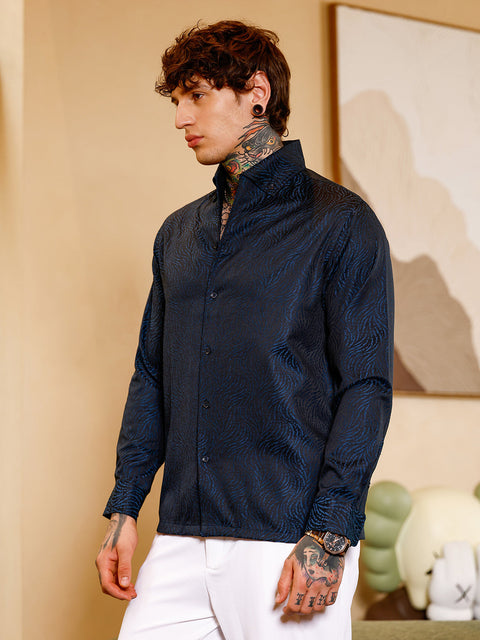 Hookd Contrast-Streaks Jacquard Shirt