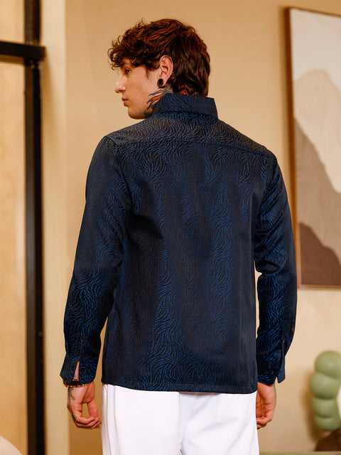 Hookd Contrast-Streaks Jacquard Shirt