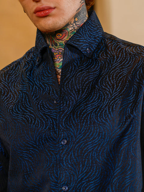 Hookd Contrast-Streaks Jacquard Shirt