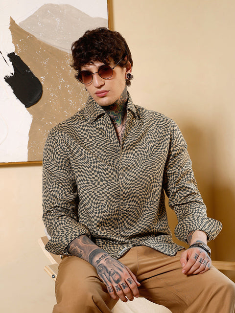 Hookd Curved-Check Jacquard Shirt