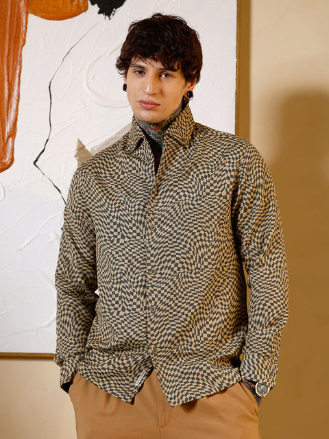 Hookd Curved-Check Jacquard Shirt