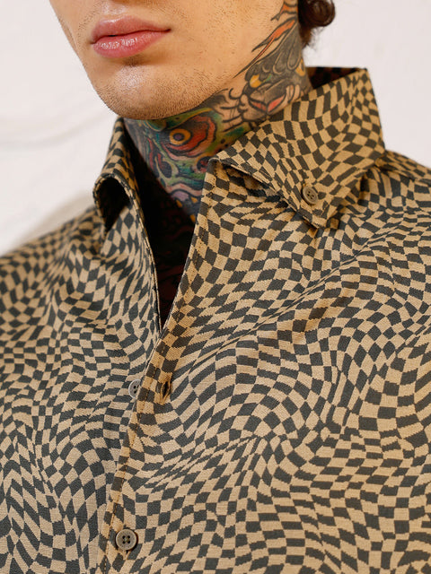 Hookd Curved-Check Jacquard Shirt