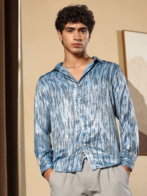 Just Be Contrast-Abstract Imprint Shirt