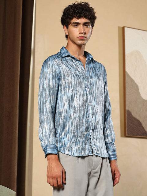 Just Be Contrast-Abstract Imprint Shirt