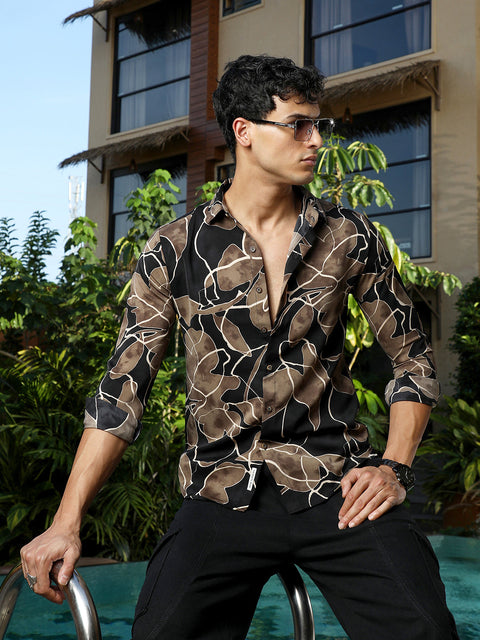 Interim Artistic-Foliage Lined Imrprint Shirt
