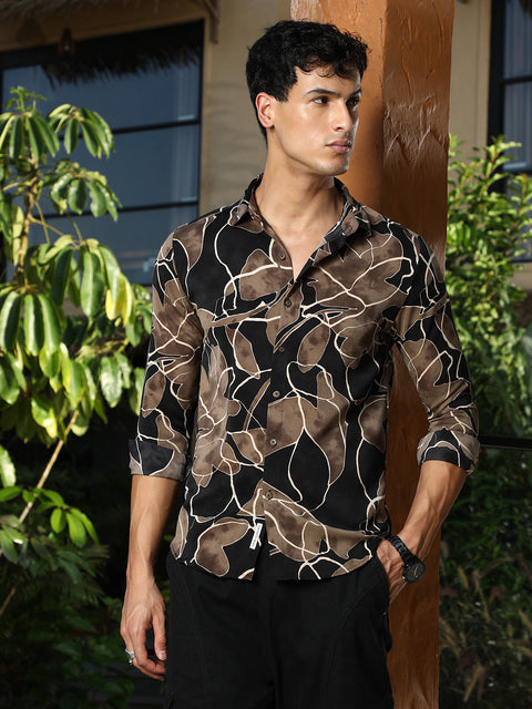 Interim Artistic-Foliage Lined Imrprint Shirt