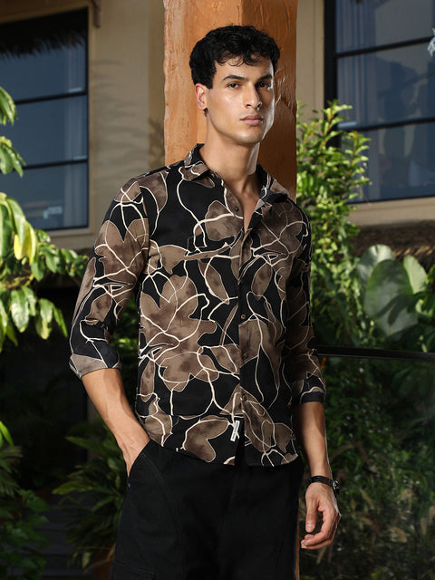 Interim Artistic-Foliage Lined Imrprint Shirt