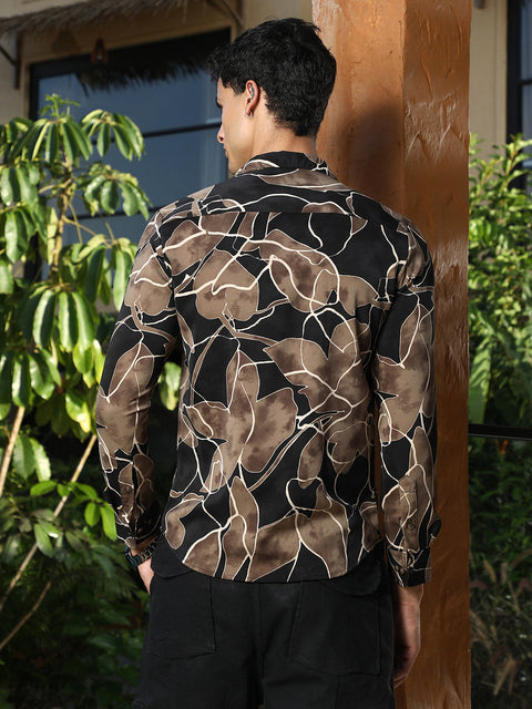 Interim Artistic-Foliage Lined Imrprint Shirt