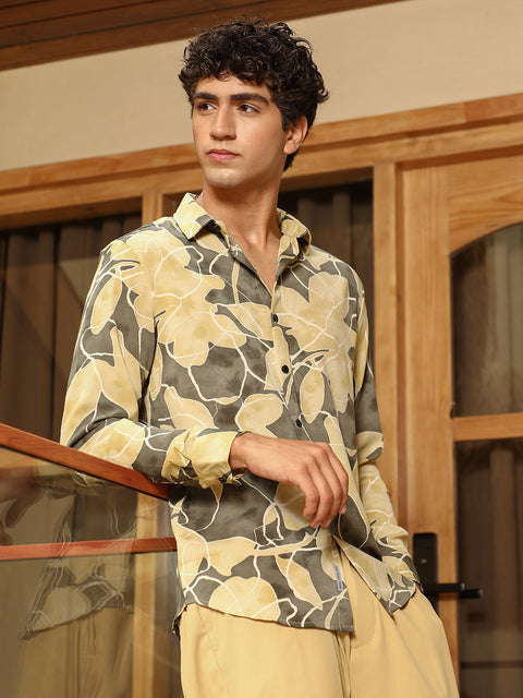 Just Be Artistic-Foliage Lined Imrprint Shirt