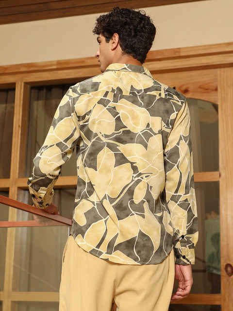 Just Be Artistic-Foliage Lined Imrprint Shirt