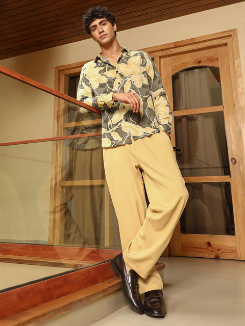 Just Be Artistic-Foliage Lined Imrprint Shirt