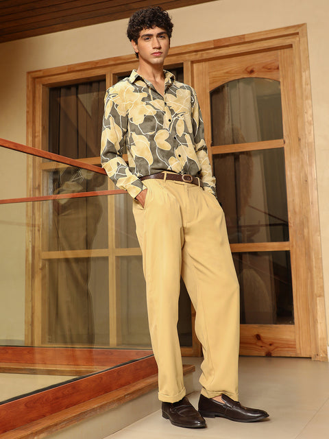 Just Be Artistic-Foliage Lined Imrprint Shirt