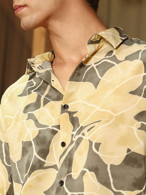 Just Be Artistic-Foliage Lined Imrprint Shirt