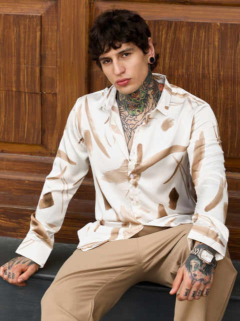 Behookd Contrast-Strokes Imprint Shirt