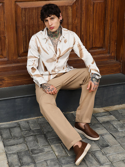 Behookd Contrast-Strokes Imprint Shirt