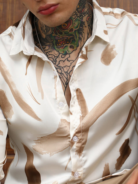 Behookd Contrast-Strokes Imprint Shirt