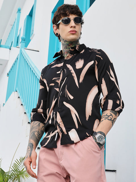 CTRL CLUB Contrast-Strokes Imprint Shirt