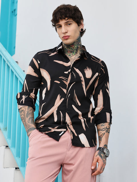 CTRL CLUB Contrast-Strokes Imprint Shirt