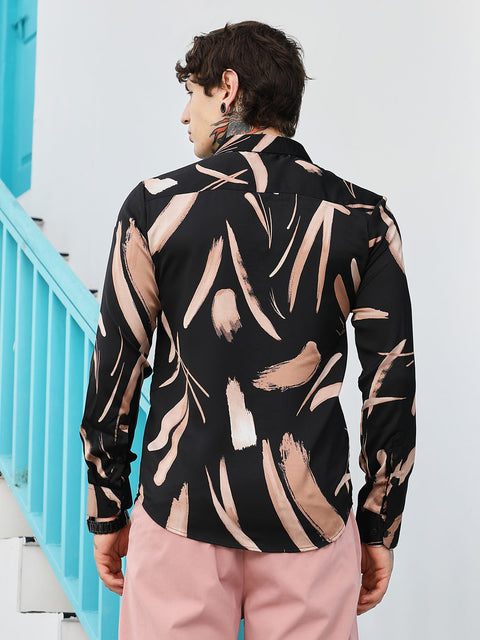 CTRL CLUB Contrast-Strokes Imprint Shirt