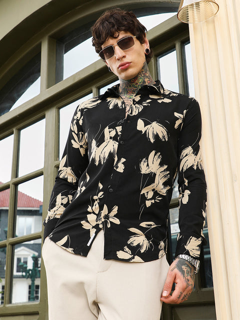 CTRL CLUB Contrast-Petalia Imprint Shirt