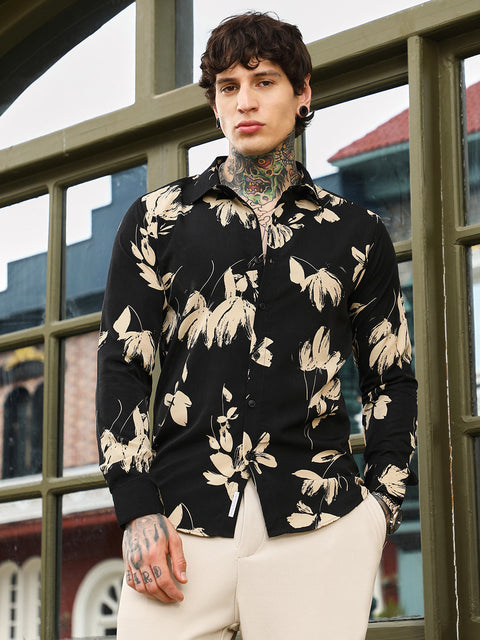 CTRL CLUB Contrast-Petalia Imprint Shirt
