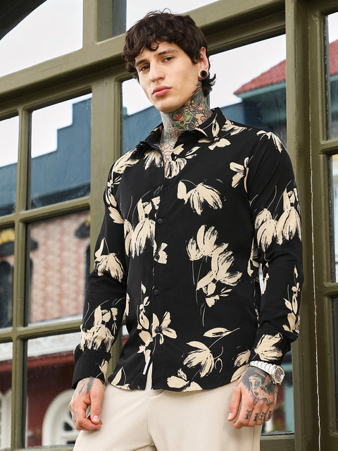 CTRL CLUB Contrast-Petalia Imprint Shirt