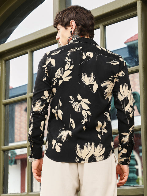 CTRL CLUB Contrast-Petalia Imprint Shirt